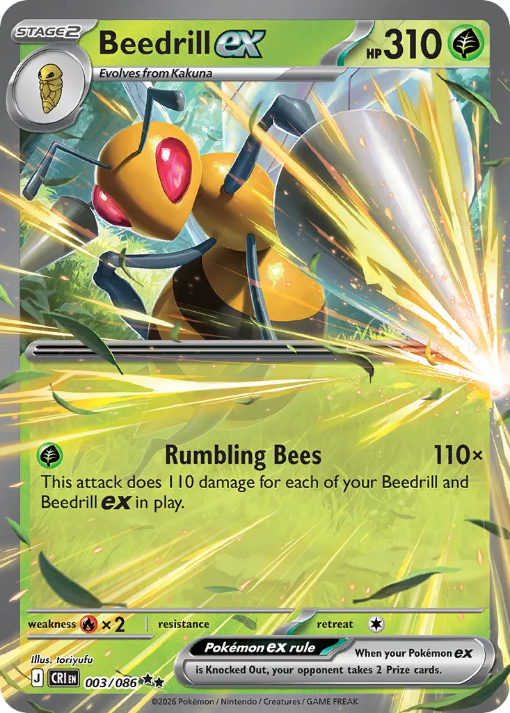 2026 Chaos Rising Beedrill ex Double Rare #03/86 Double Rare card image
