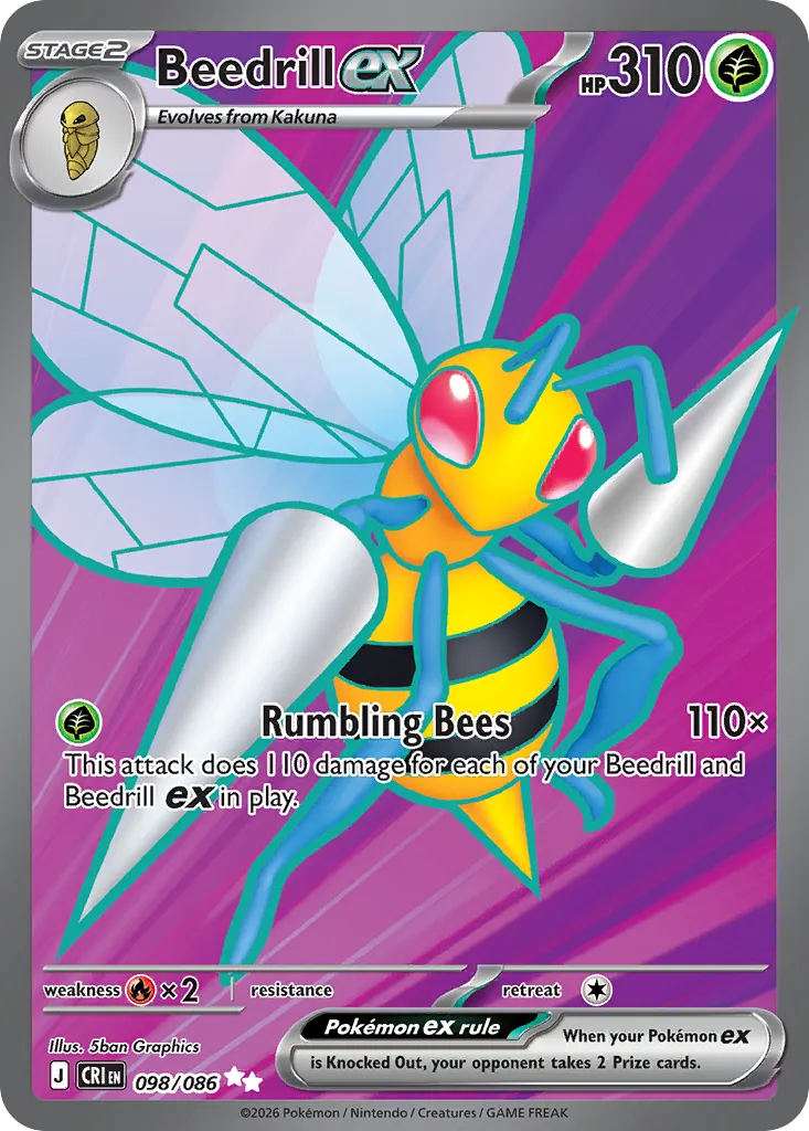 2026 Chaos Rising Beedrill ex Ultra Rare #98/86 Ultra Rare card image