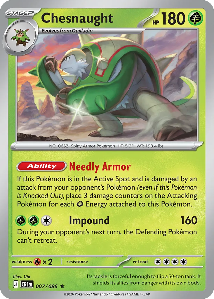 2026 Chaos Rising Chesnaught Rare #07/86 Rare card image