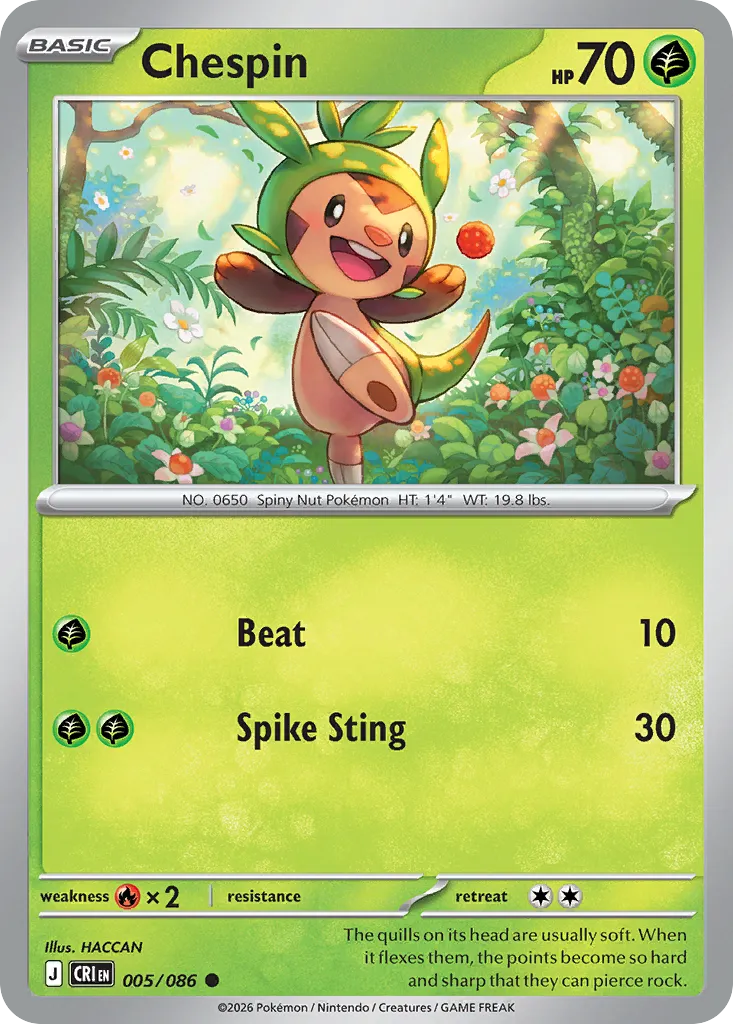 2026 Chaos Rising Chespin Common #05/86 Common card image