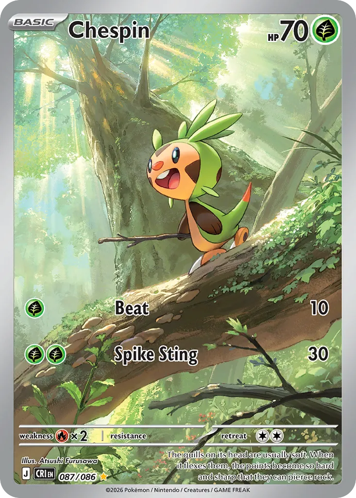 2026 Chaos Rising Chespin #87/86 Illustration Rare card image