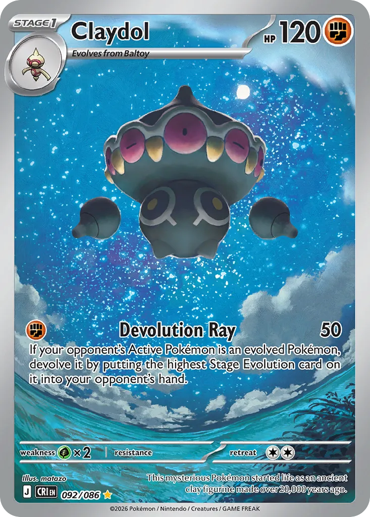2026 Chaos Rising Claydol #92/86 Illustration Rare card image