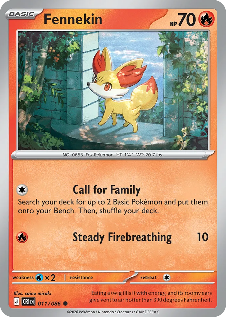 2026 Chaos Rising Fennekin Common #11/86 Common card image