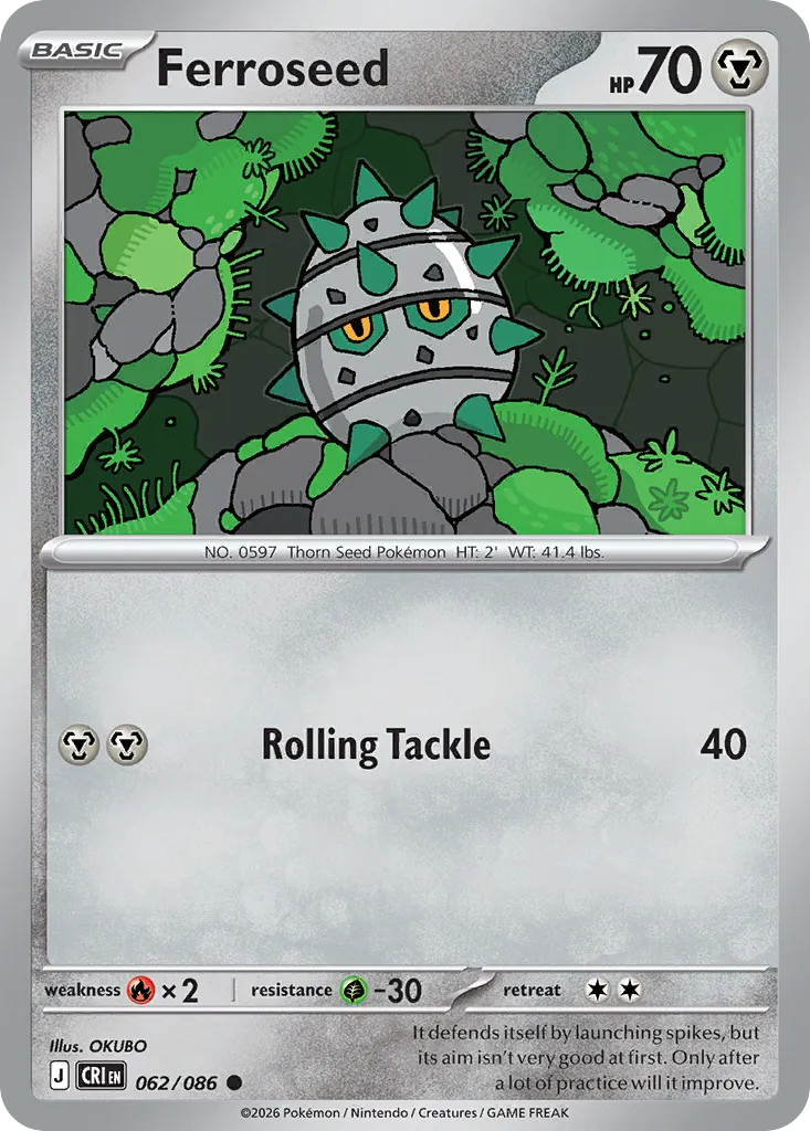 2026 Chaos Rising Ferroseed Common #62/86 Common card image