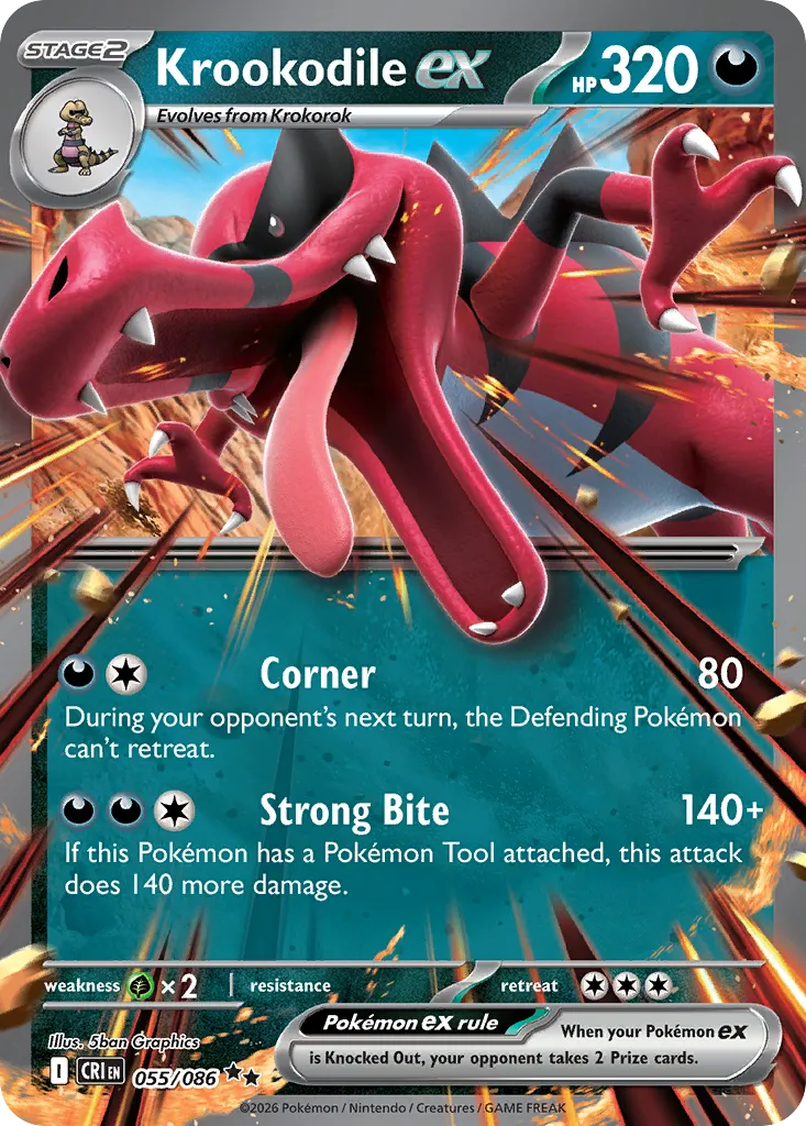 2026 Chaos Rising Krookodile ex Double Rare #55/86 Double Rare card image