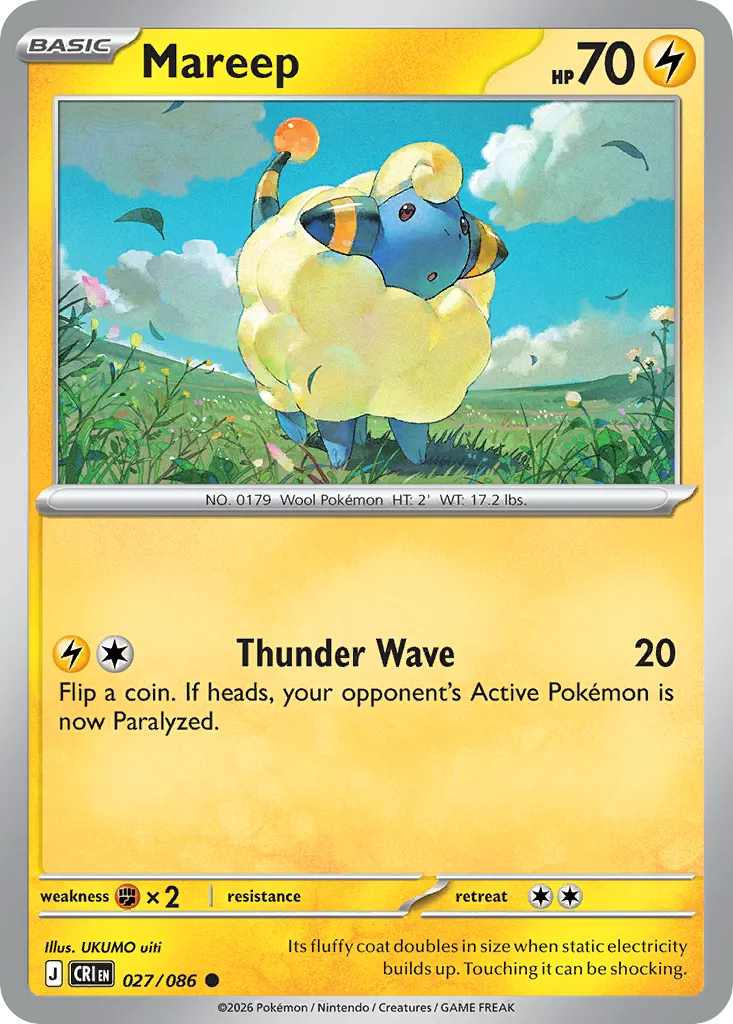 2026 Chaos Rising Mareep Common #27/86 Common card image