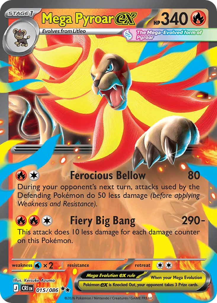 2026 Chaos Rising Mega Pyroar ex Double Rare #15/86 Double Rare card image