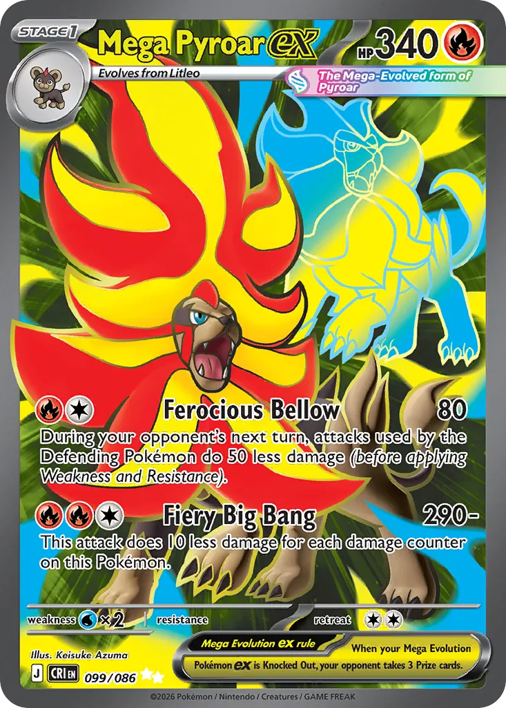 2026 Chaos Rising Mega Pyroar ex Ultra Rare #99/86 Ultra Rare card image