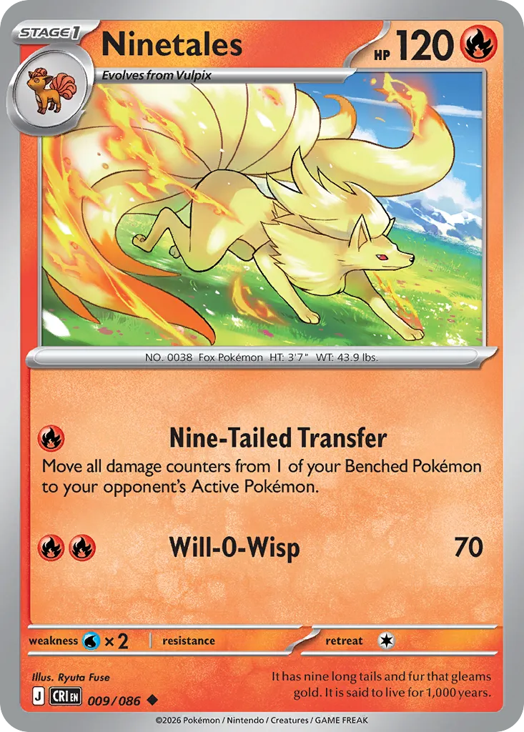 2026 Chaos Rising Ninetales Uncommon #09/86 Uncommon card image