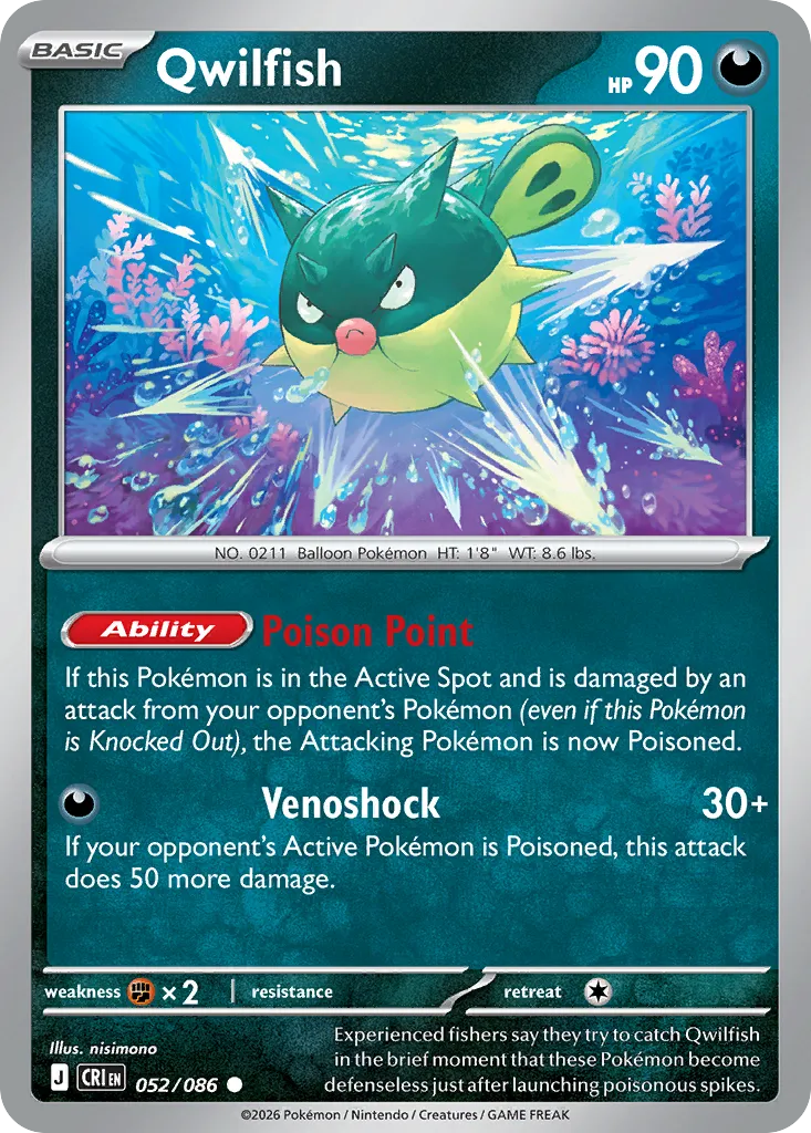 2026 Chaos Rising Qwilfish Common #52/86 Common card image
