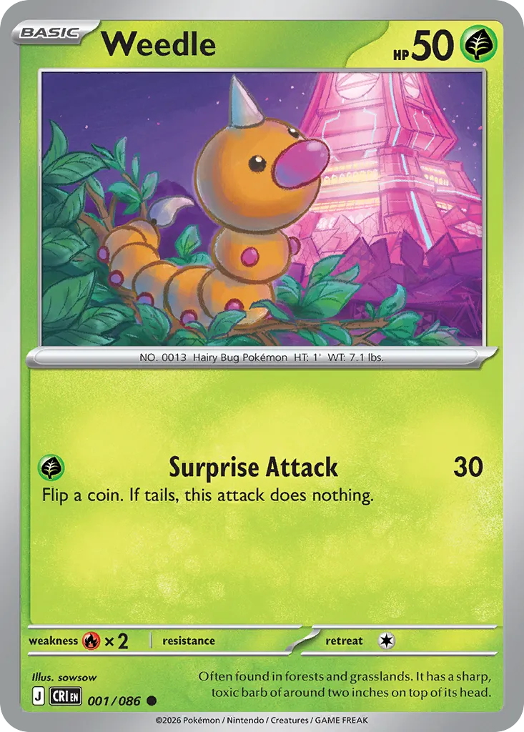 2026 Chaos Rising Weedle Common #01/86 Common card image