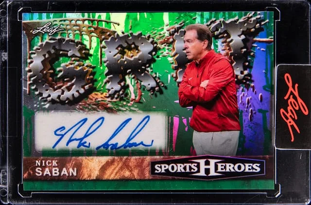 2026 Leaf Nick Saban Sports Heroes Grit Autographs Green #G-NS1 card image