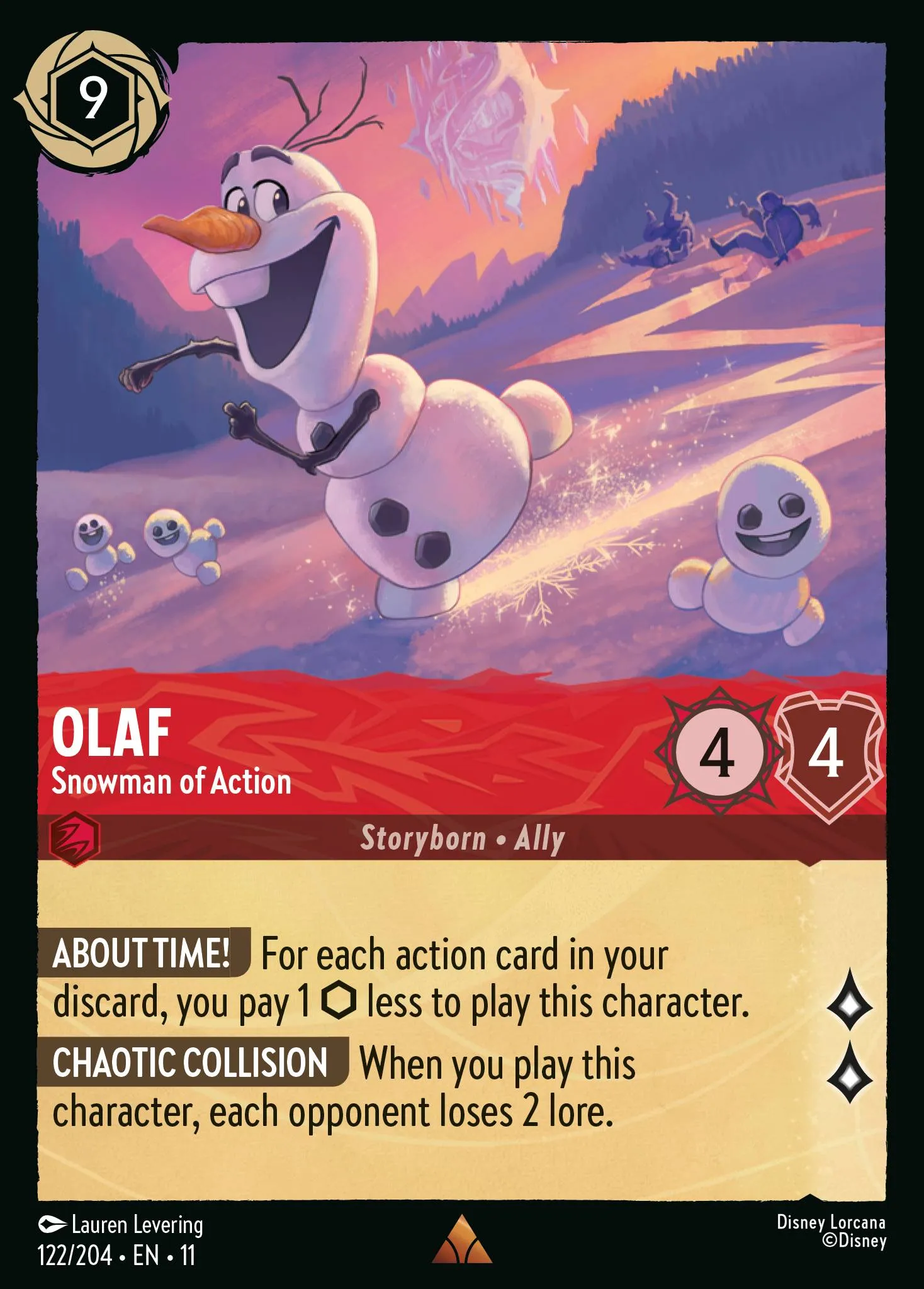 2026 Winterspell Olaf - Snowman of Action #122 Rare card image