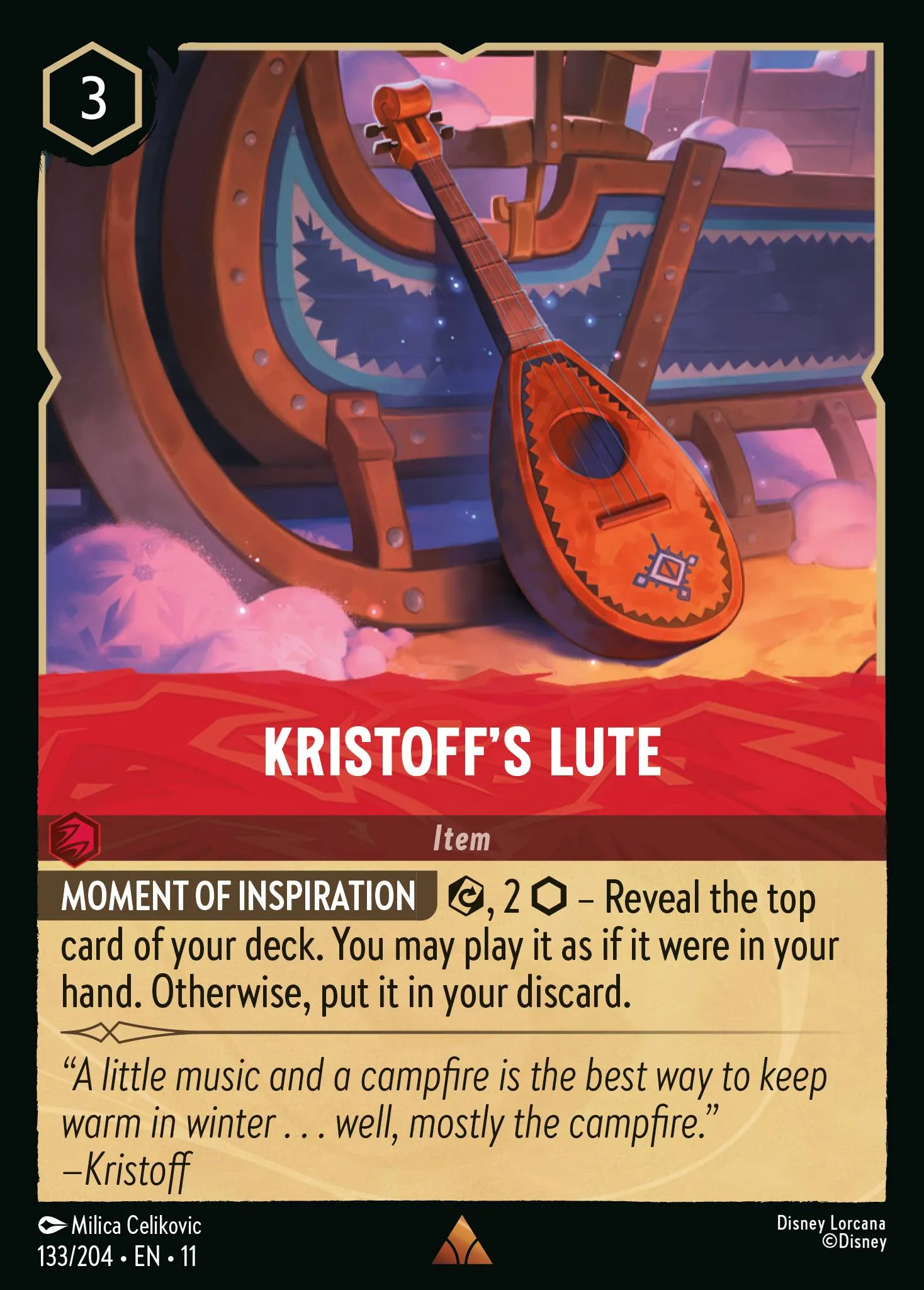 2026 Winterspell Kristoff's Lute #133 Rare card image