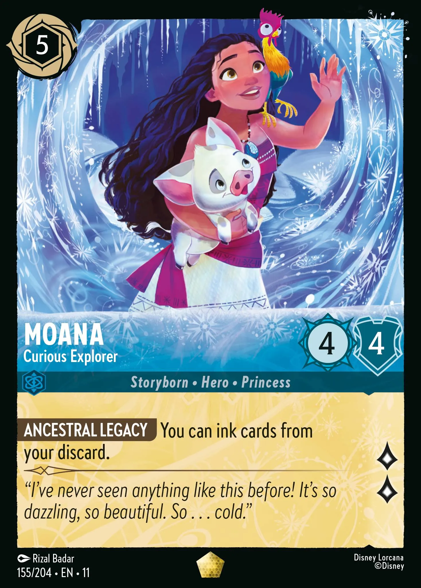 2026 Winterspell Moana - Curious Explorer [Foil] Legendary #155 Legendary card image