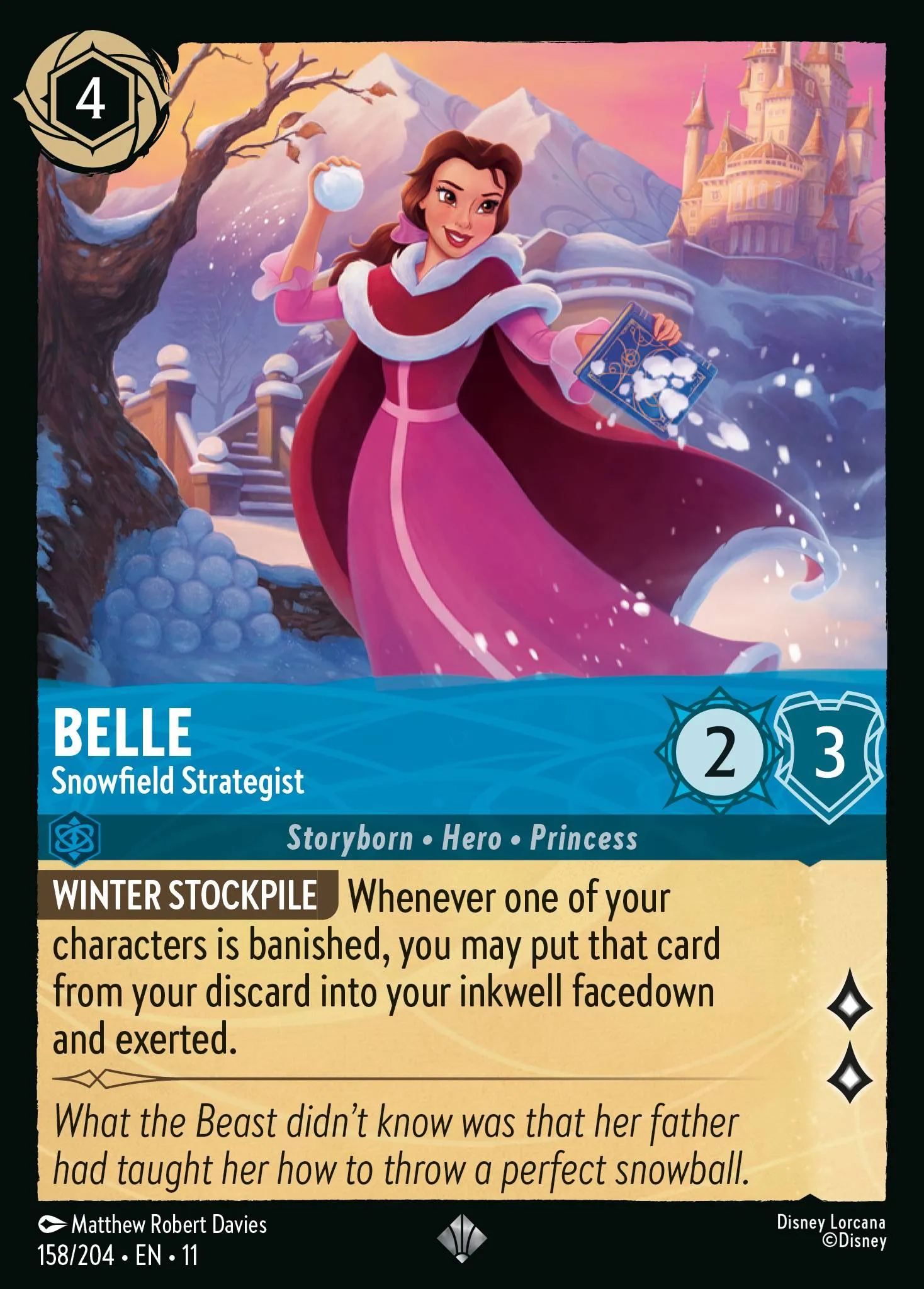 2026 Winterspell Belle - Snowfield Strategist #158 Super Rare card image