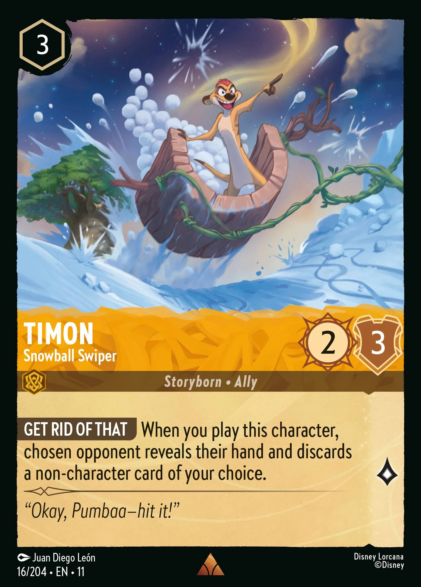 2026 Winterspell Timon - Snowball Swiper [Foil] Rare #16 Rare card image