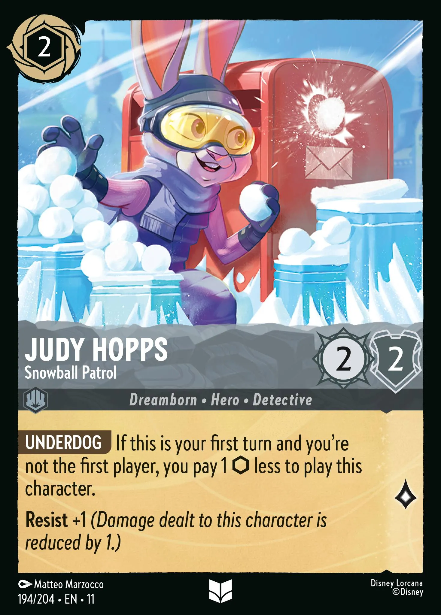 2026 Winterspell Judy Hopps - Snowball Patrol #194 Uncommon card image