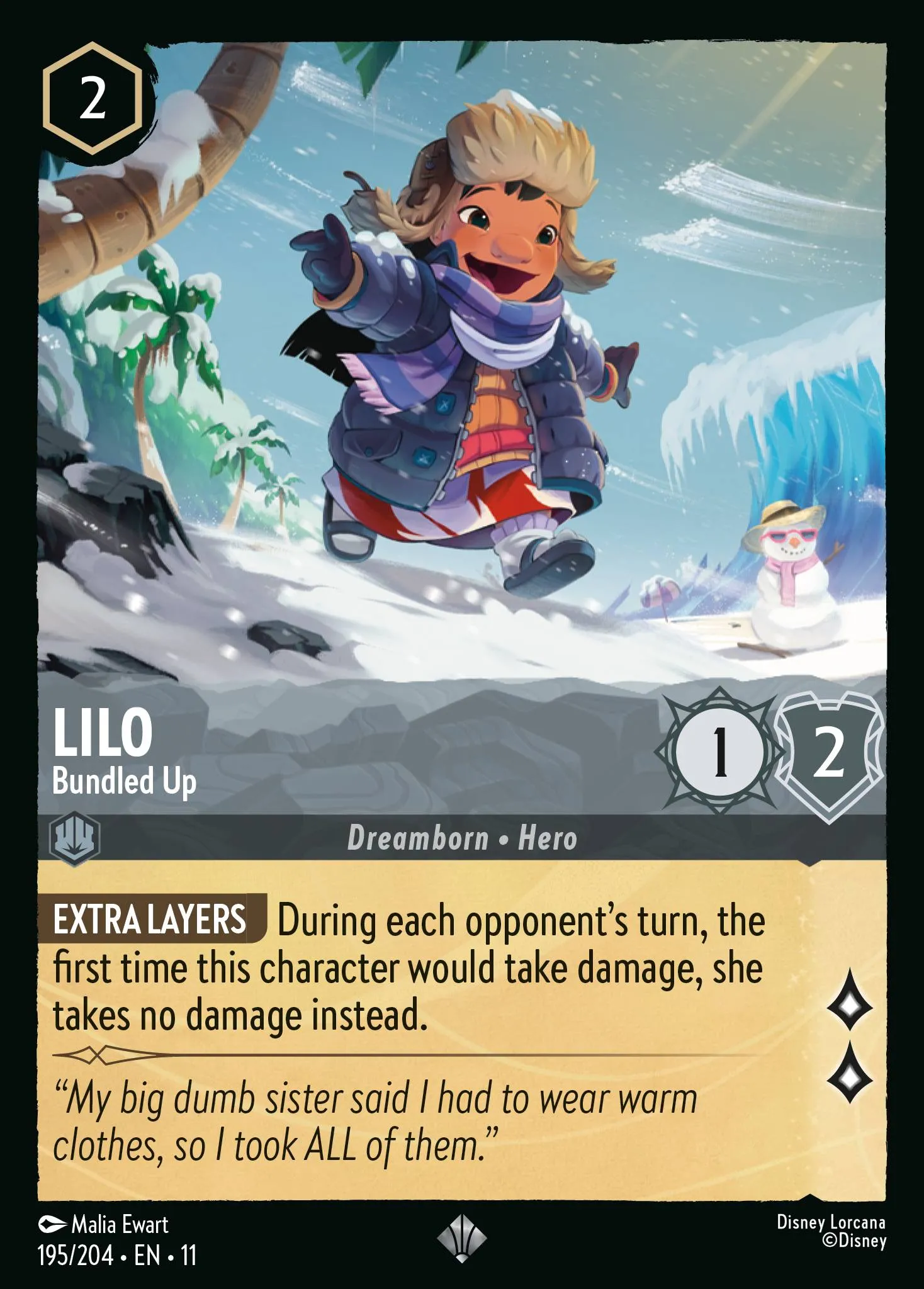 2026 Winterspell Lilo - Bundled Up #195 Super Rare card image