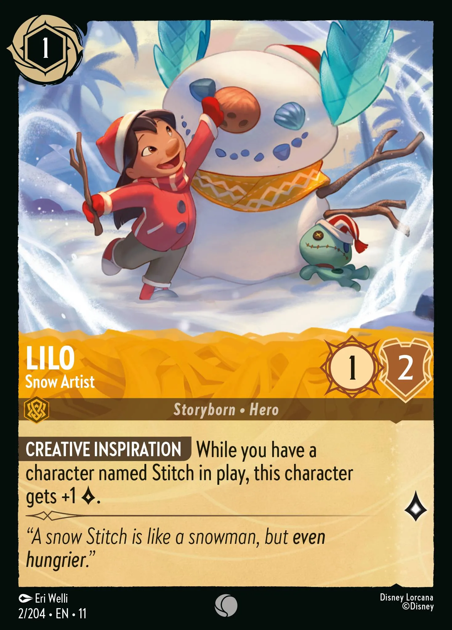 2026 Winterspell Lilo - Snow Artist Common #2 Common card image