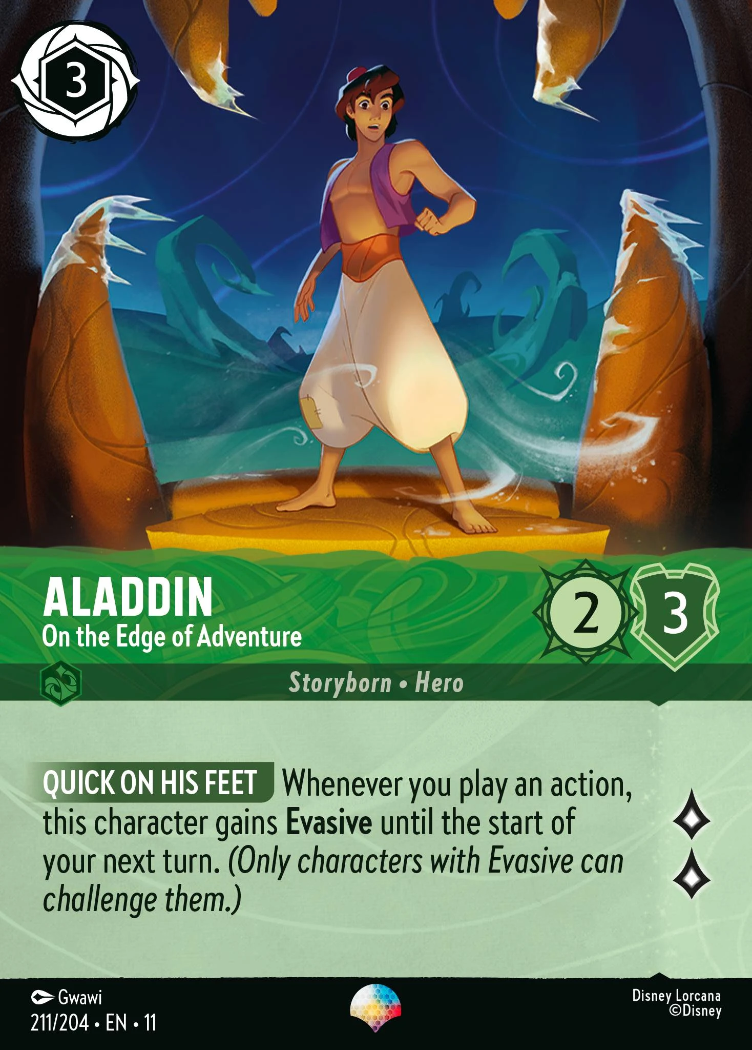 2026 Winterspell Aladdin - On the Edge of Adventure #211 Epic card image