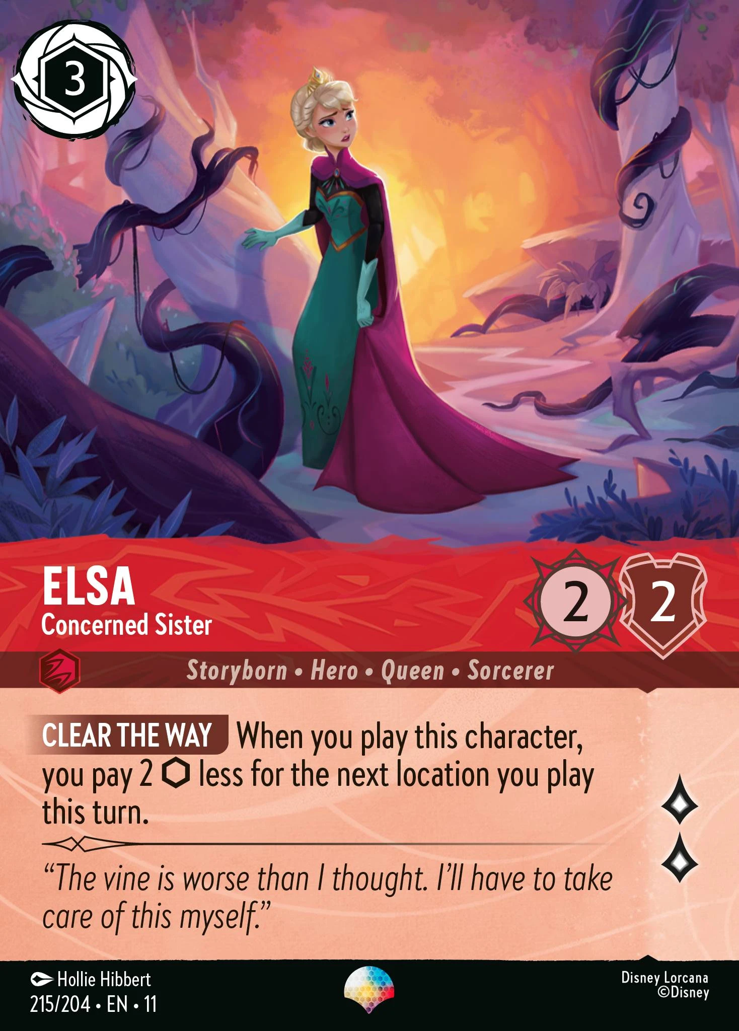 2026 Winterspell Elsa - Concerned Sister #215 Epic card image
