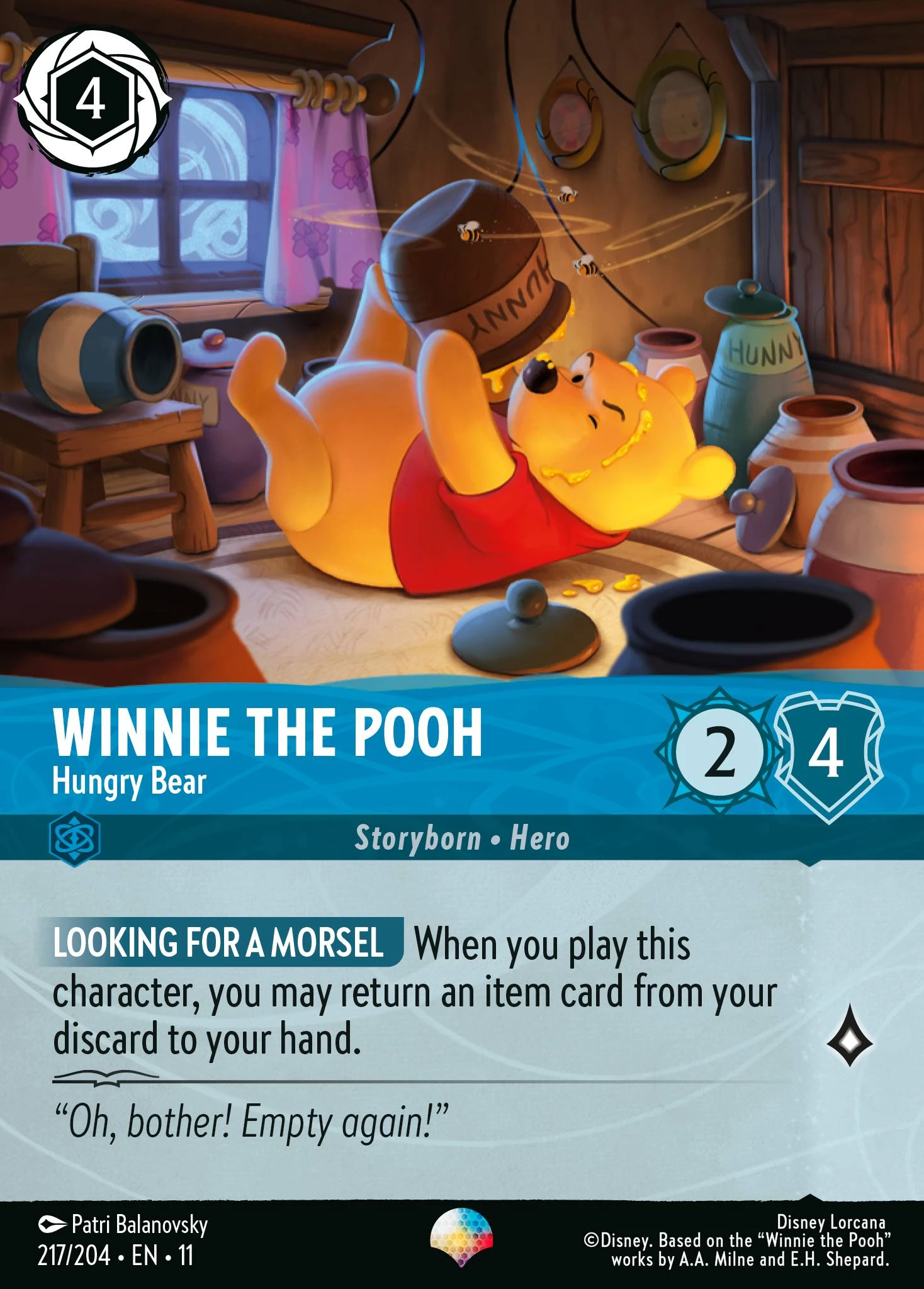 2026 Winterspell Winnie the Pooh - Hungry Bear #217 Epic card image