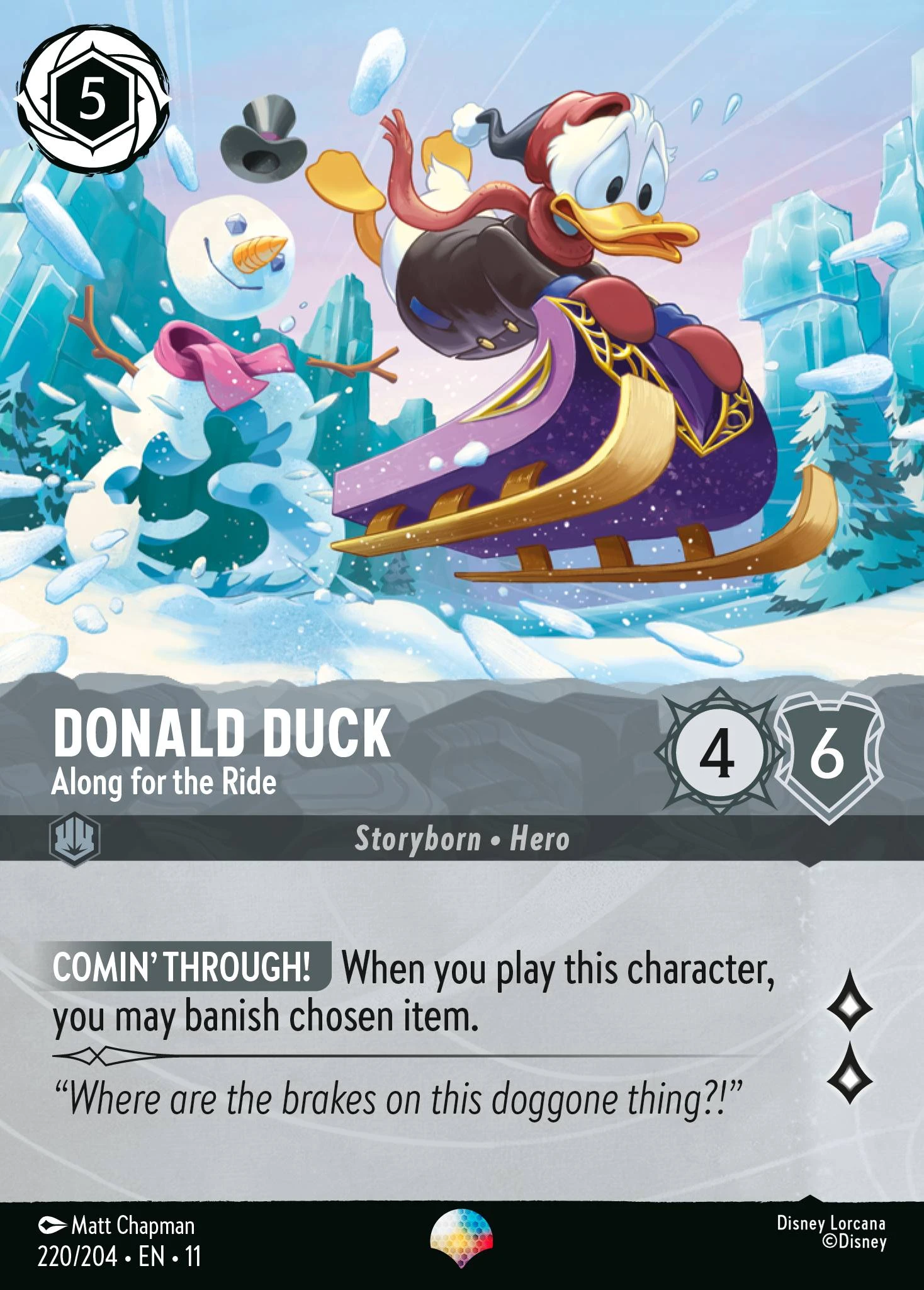 2026 Winterspell Donald Duck - Along for the Ride #220 Epic card image