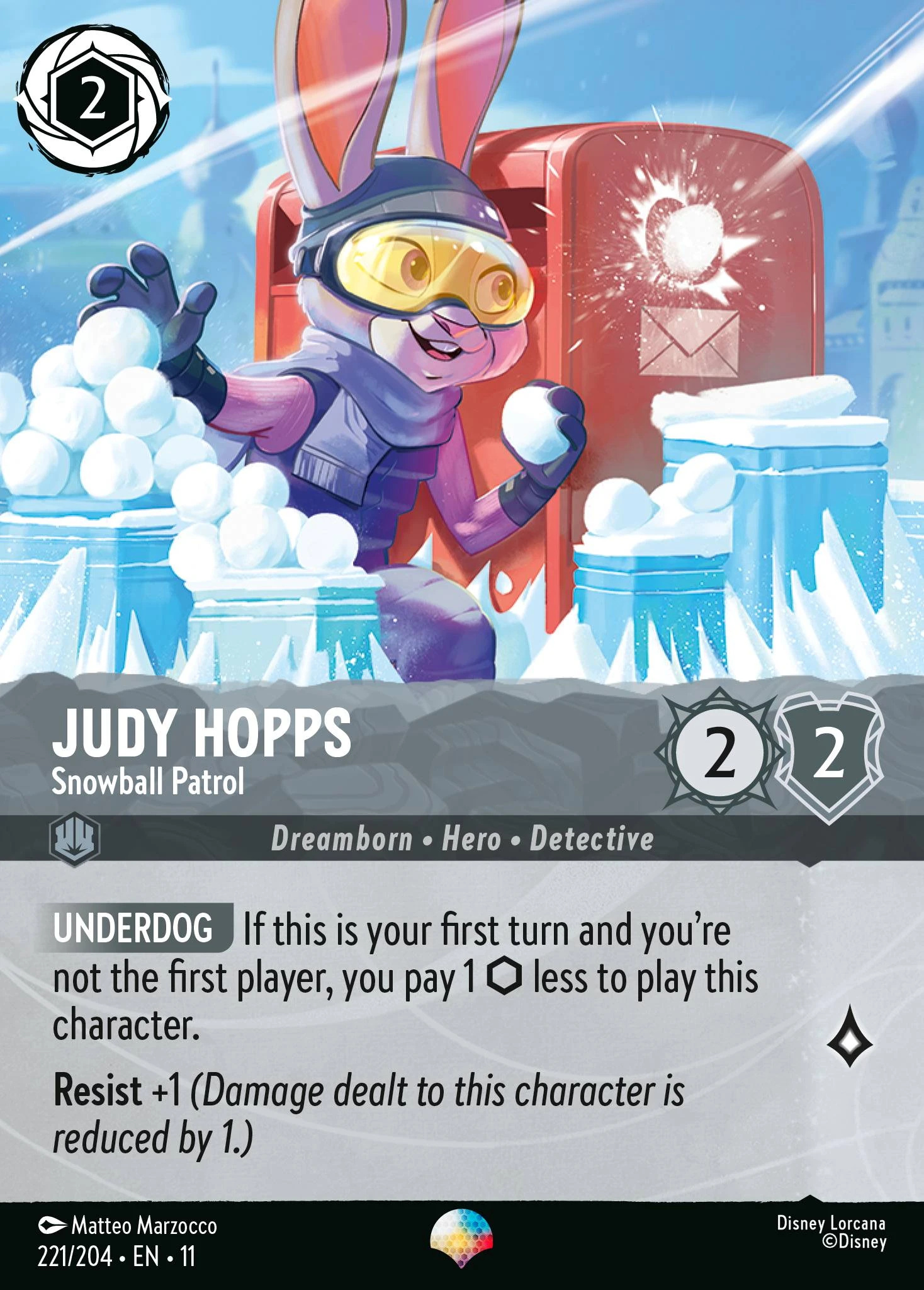 2026 Winterspell Judy Hopps - Snowball Patrol #221 Epic card image