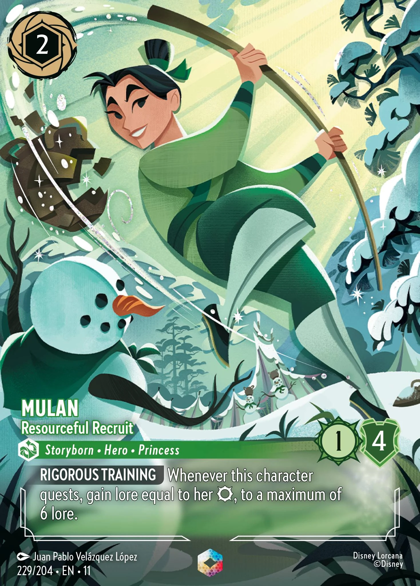 2026 Winterspell Mulan - Resourceful Recruit Enchanted #229 Enchanted card image
