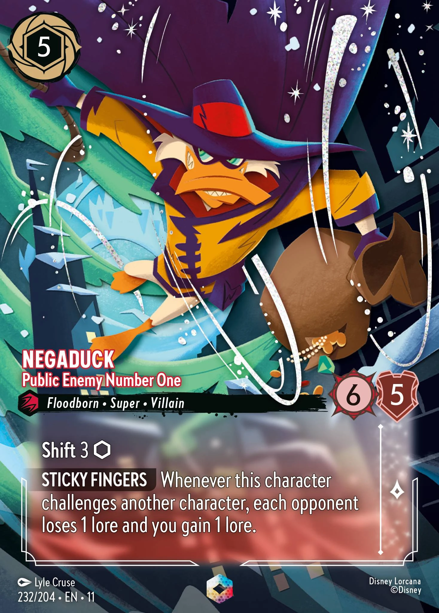 2026 Winterspell Negaduck - Public Enemy Number One Enchanted #232 Enchanted card image