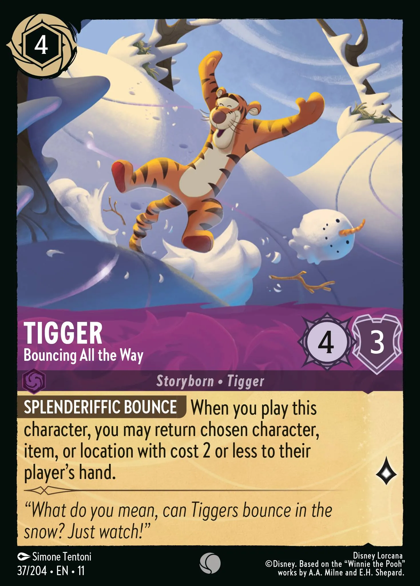 2026 Winterspell Tigger - Bouncing All the Way Common #37 Common card image