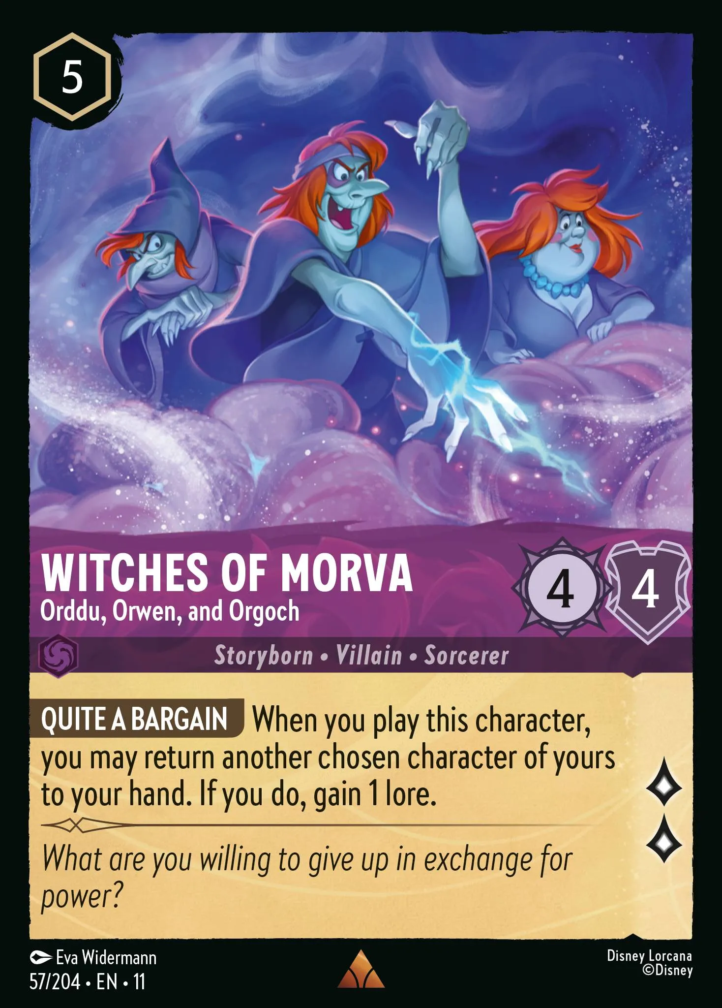 2026 Winterspell Witches of Morva - Orddu, Orwen, and Orgoch [Foil] Rare #57 Rare card image