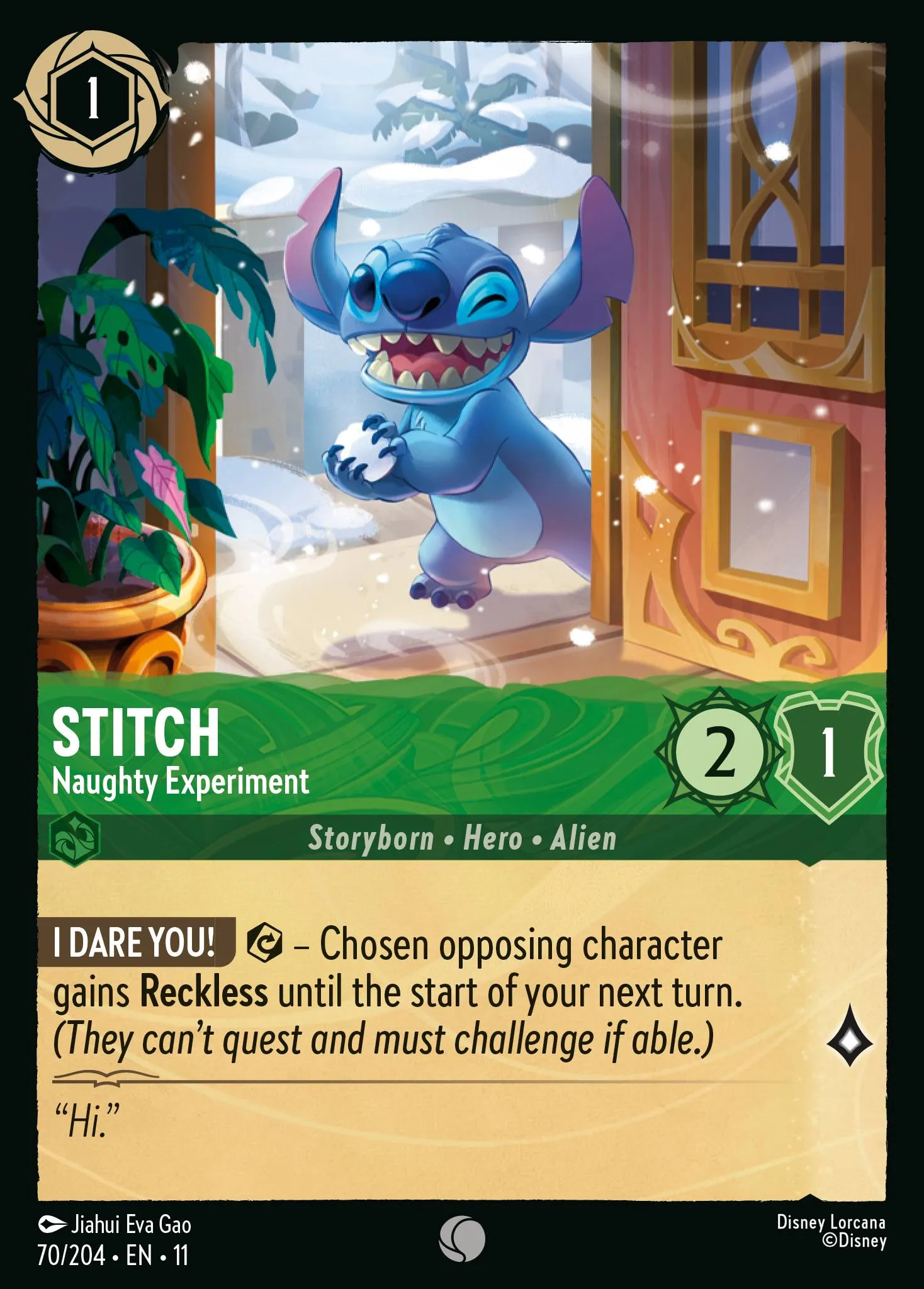 2026 Winterspell Stitch - Naughty Experiment Common #70 Common card image