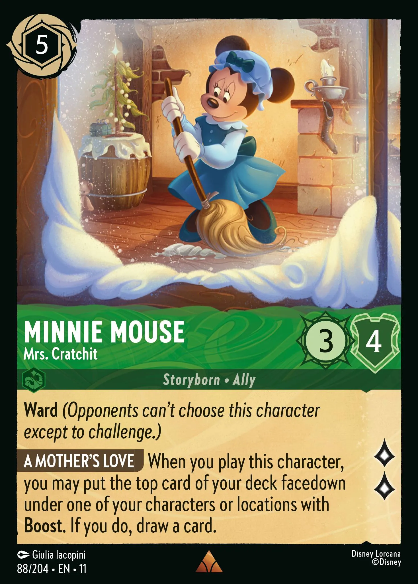 2026 Winterspell Minnie Mouse - Mrs. Cratchit Rare #88 Rare card image