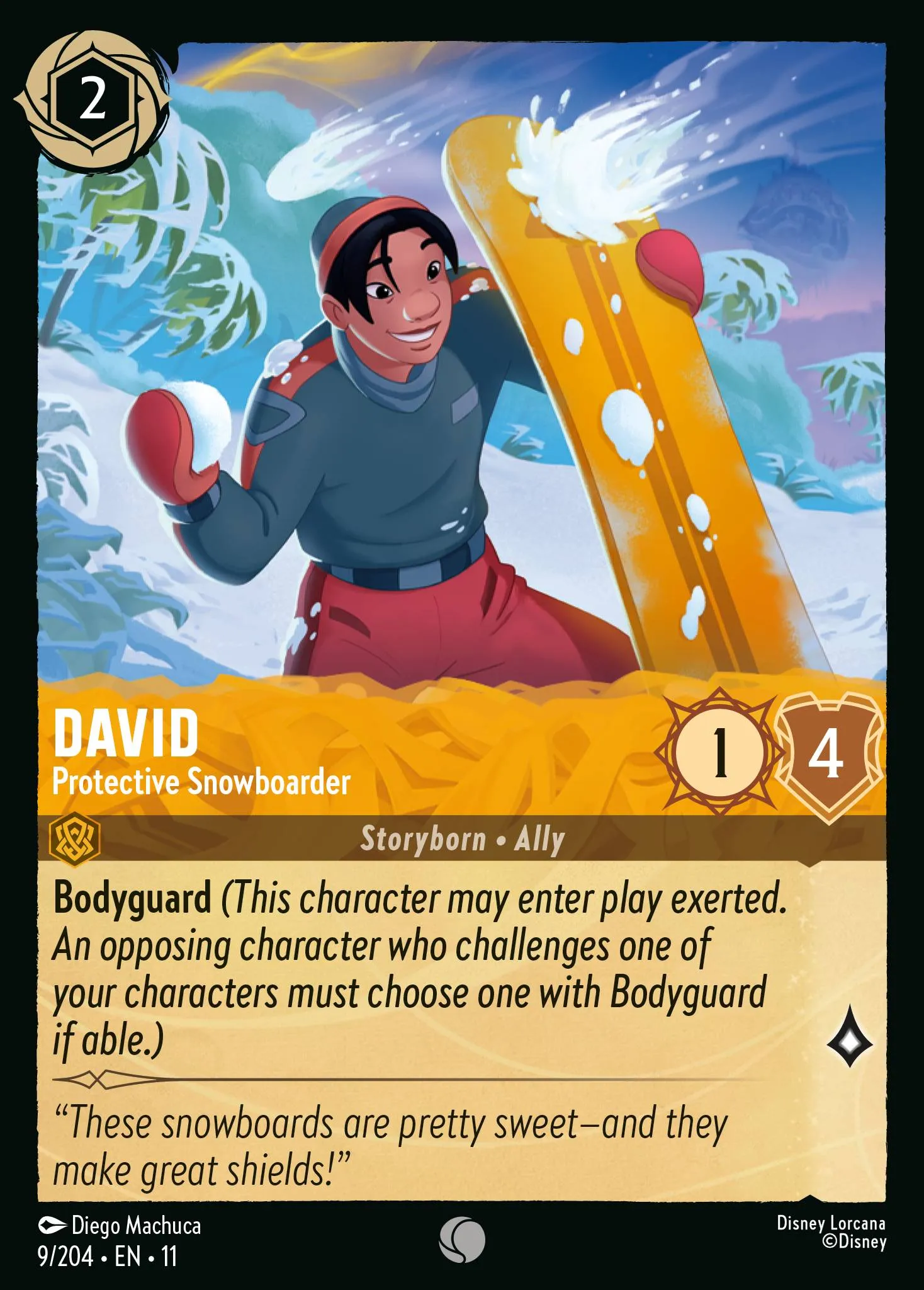 2026 Winterspell David - Protective Snowboarder Common #9 Common card image