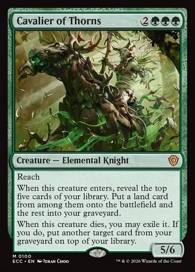 2026 Lorwyn Eclipsed Commander Cavalier of Thorns mythic #100 mythic card image