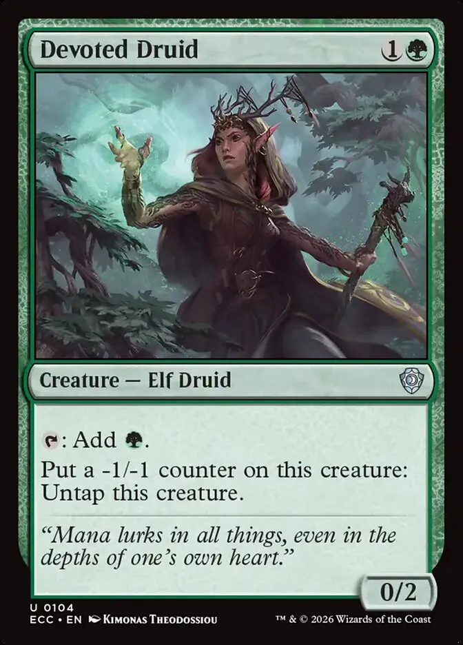 2026 Lorwyn Eclipsed Commander Devoted Druid uncommon #104 uncommon card image
