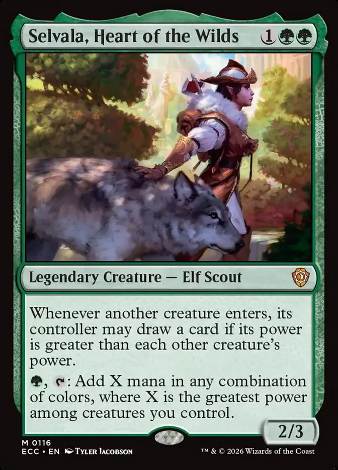 2026 Lorwyn Eclipsed Commander Selvala, Heart of the Wilds #116 mythic card image