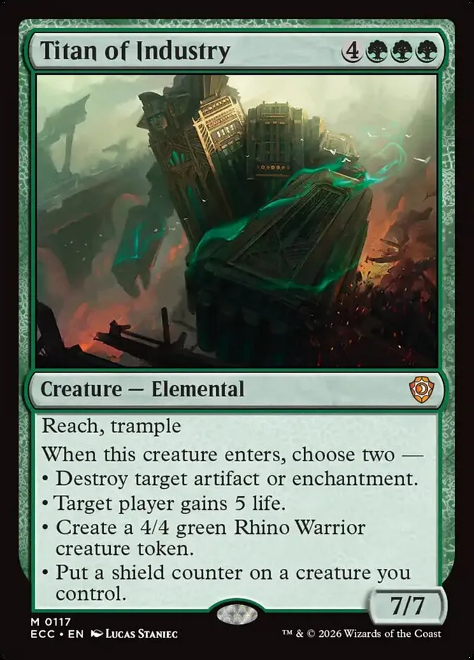 2026 Lorwyn Eclipsed Commander Titan of Industry #117 mythic card image