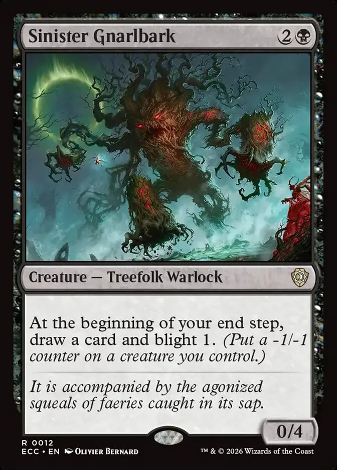 2026 Lorwyn Eclipsed Commander Sinister Gnarlbark rare #12 rare card image