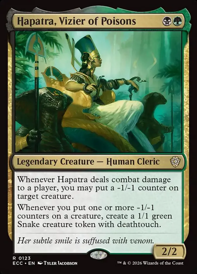 2026 Lorwyn Eclipsed Commander Hapatra, Vizier of Poisons #123 rare card image