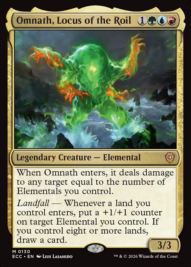 2026 Lorwyn Eclipsed Commander Omnath, Locus of the Roil #130 mythic card image