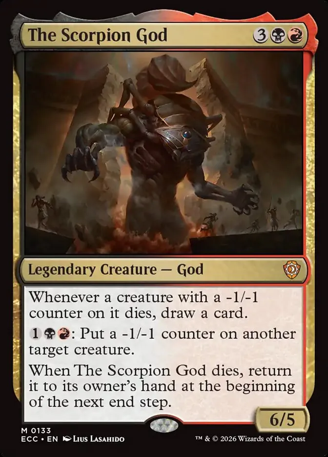 2026 Lorwyn Eclipsed Commander The Scorpion God #133 mythic card image