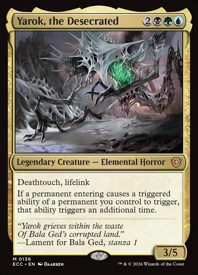 2026 Lorwyn Eclipsed Commander Yarok, the Desecrated #136 mythic card image