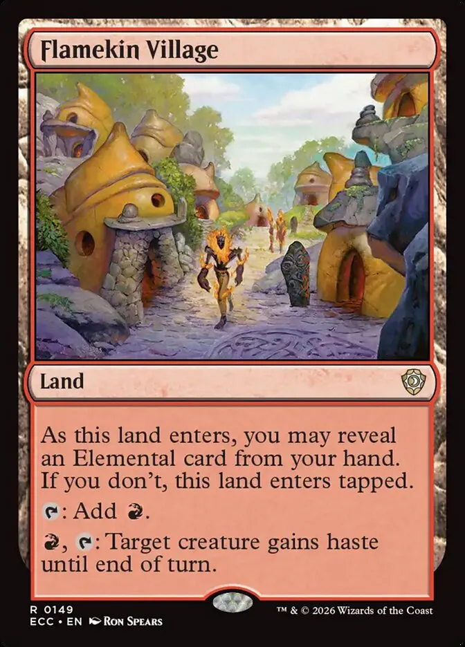 2026 Lorwyn Eclipsed Commander Flamekin Village rare #149 rare card image