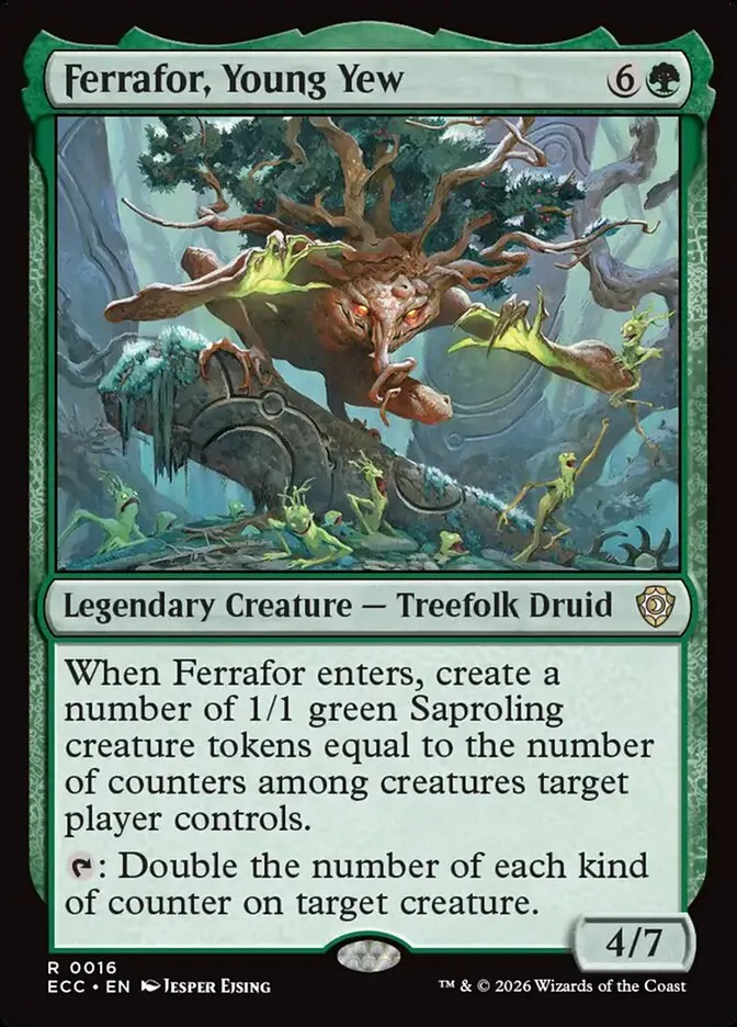 2026 Lorwyn Eclipsed Commander Ferrafor, Young Yew rare #16 rare card image