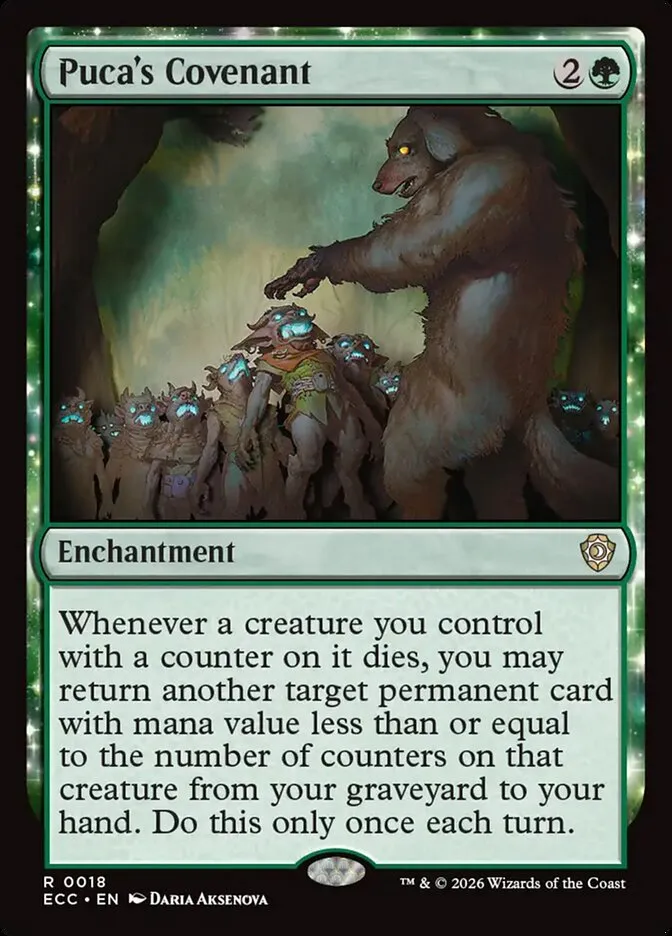 2026 Lorwyn Eclipsed Commander Puca's Covenant rare #18 rare card image
