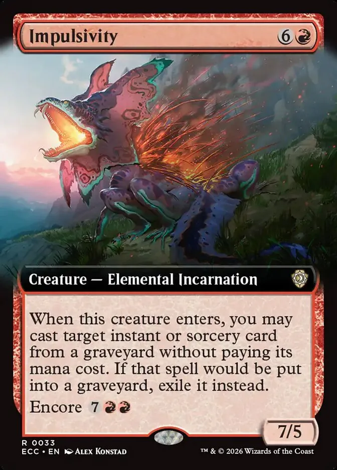 2026 Lorwyn Eclipsed Commander Impulsivity rare #33 rare card image