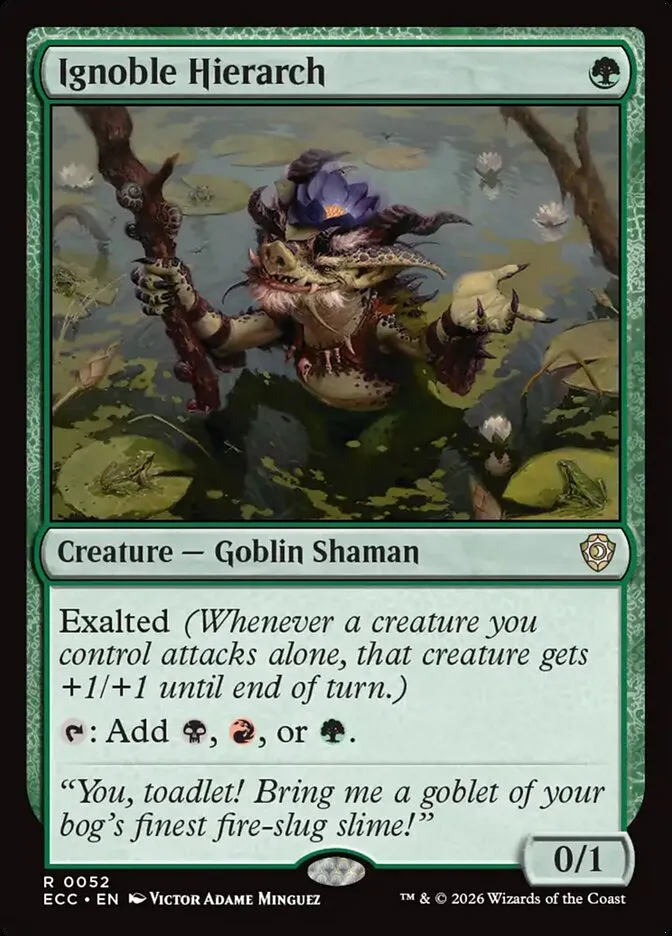 2026 Lorwyn Eclipsed Commander Ignoble Hierarch rare #52 rare card image